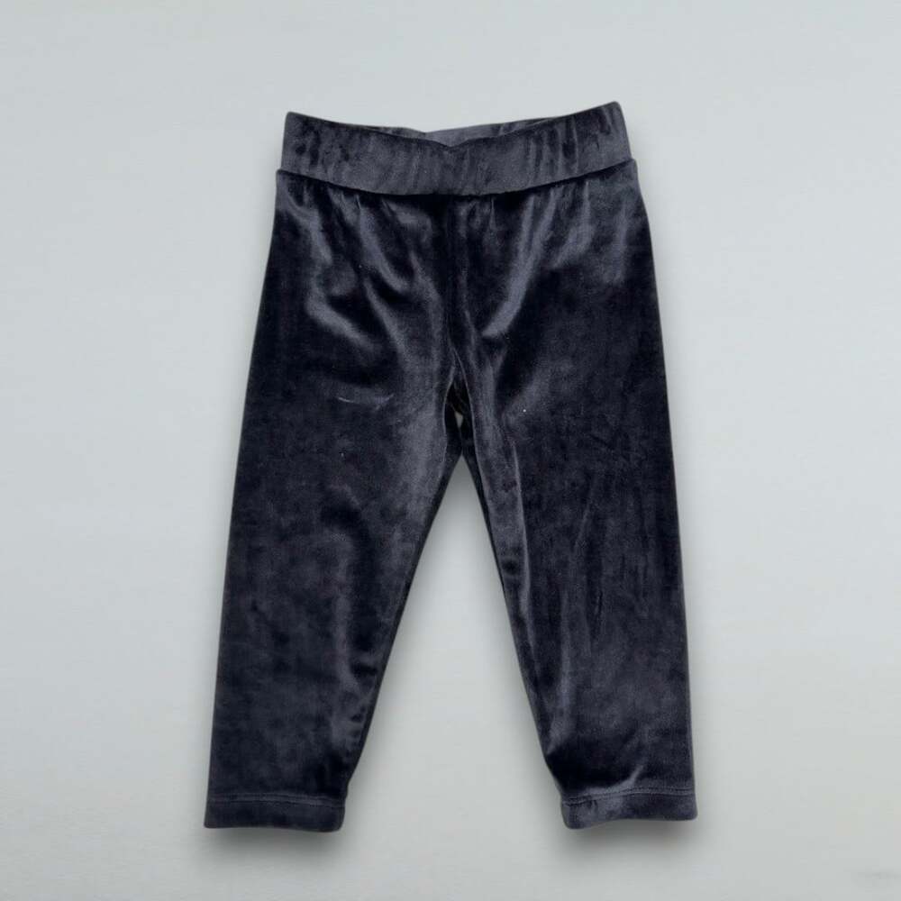 Black Velour Velvet Leggings Soft Pull On Pants 12 18 Months